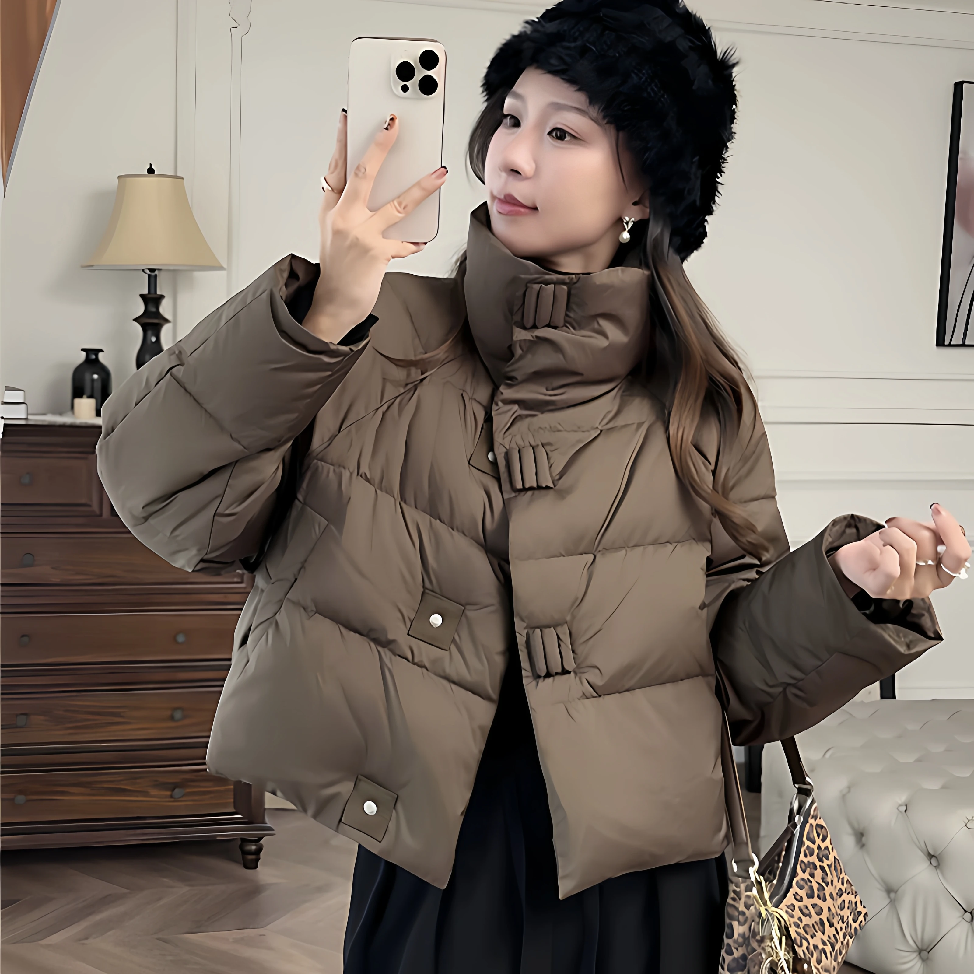 

Winter Women's Thick Cotton Clothes Fashion Personalized Single Breasted Warm Jackets Short Loose Cotton-padded Outerwear