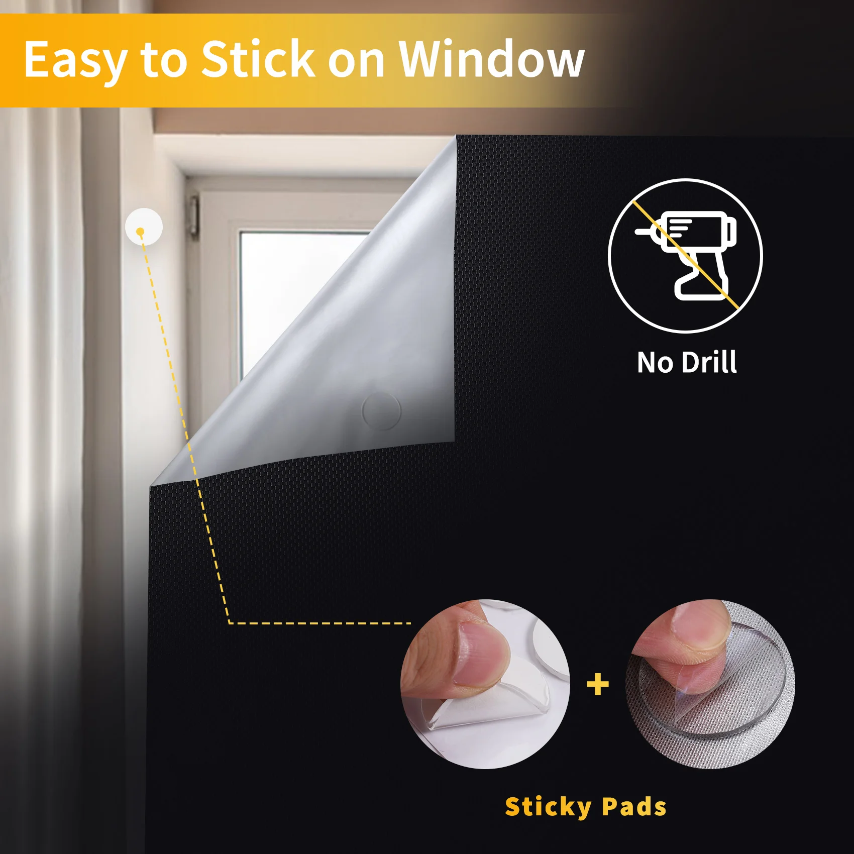 HLZS-Portable Blackout Shades Travel Window Blackout Curtains Temporary Blackout Blinds For Baby Bedroom/Dorm/Office