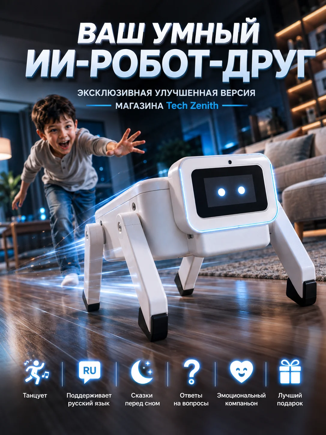 Smart Ai Robot, Voice-Activated Companion and Friend, Dances, Moves, and Performs Tricks