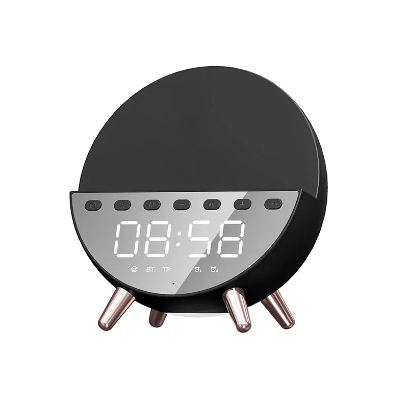 

New multi-function 5-in-1 mobile phone wireless charger 15W fast charging creative with bluetooth audio alarm clock night light