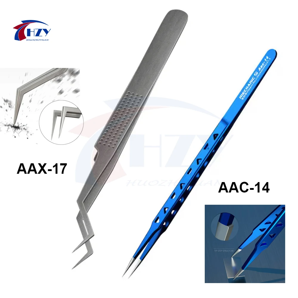 

MECHANIC AAC-14/AAX-17 Stainless Steel Tweezers for IC Chip Repair Precise Clamping of Tin wire Non-slip Wear-resistant