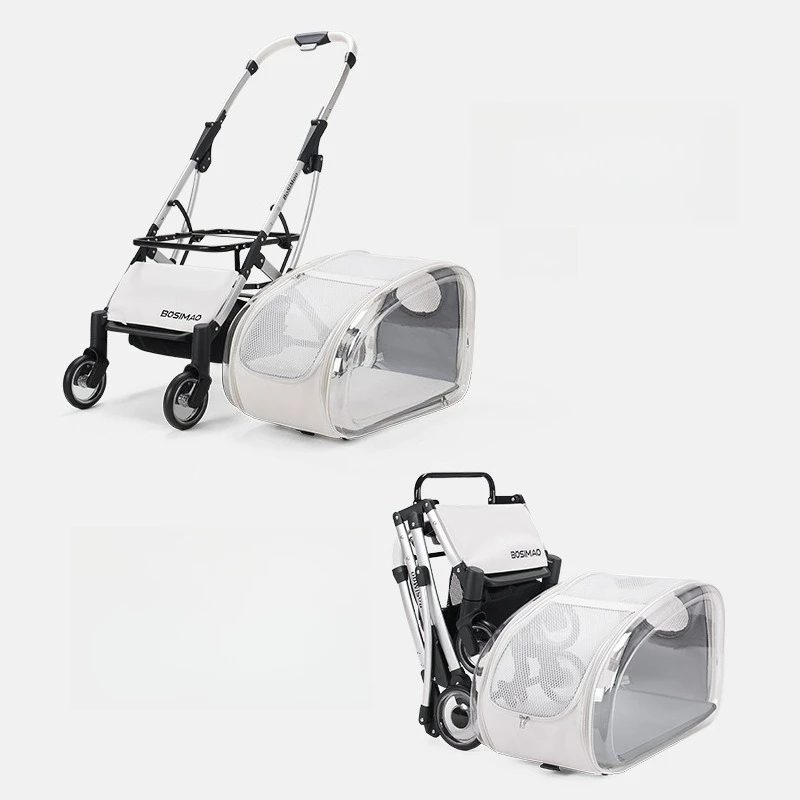 Passeggino pieghevole per animali domestici con trasportino trasparente Carrello di spinta leggero e staccabile per cani e gatti per animali domestici di piccola taglia e media da viaggio all'aperto