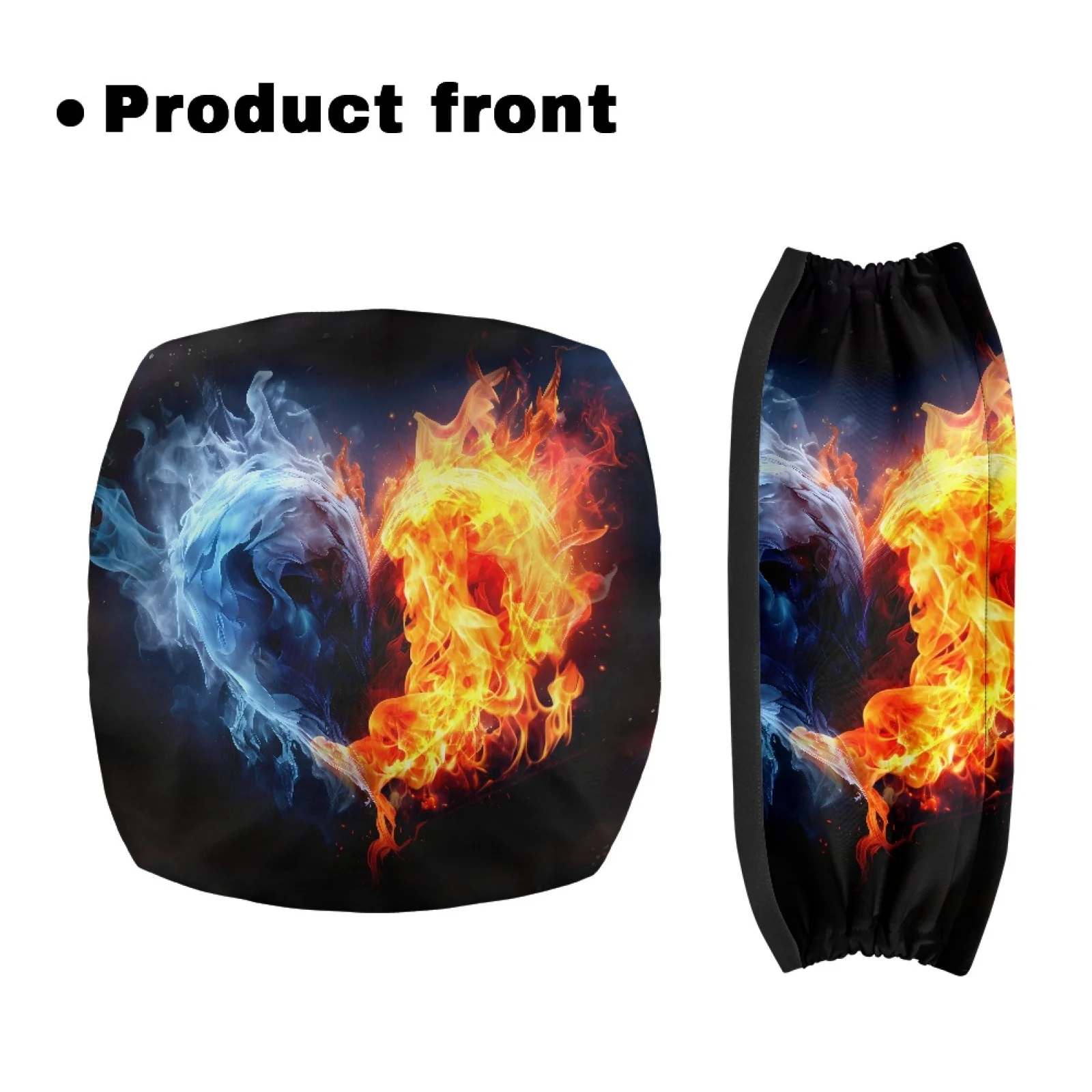 Coloranimal Red and Blue Flame Heart 2 Pieces Set Rollator Seat Back Covers Polyester Rollator Seat Cover for Seniors