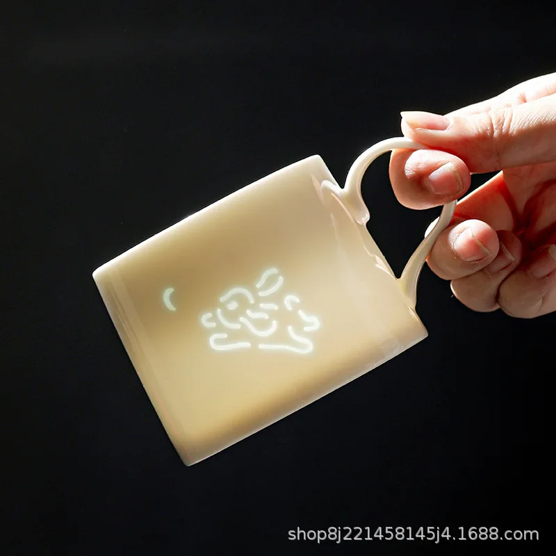 HYS Creative Mug Linglong Ceramic Mug Simple Office Water Cup Teacup Gift Coffee Mug Gift