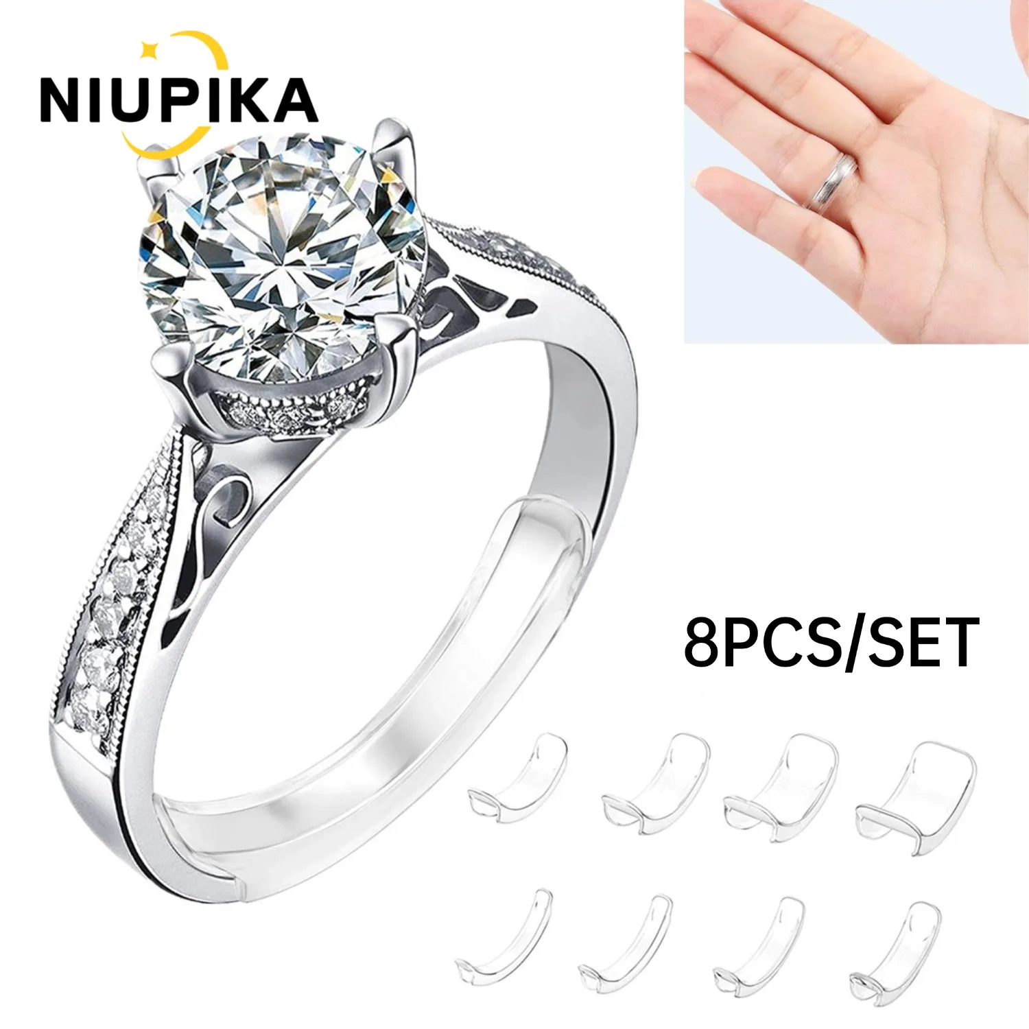 

2mm-9mm 8pcs/set Ring Sizer Adjuster Invisible Transparent for Men Women Rings Size Reducer Diy Jewelry Making Tools