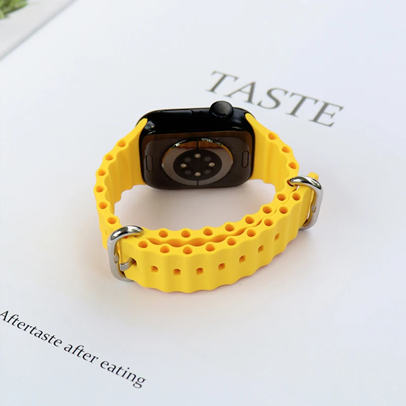 سيليكون المحيط حزام لسلسلة ساعات أبل الترا 9 8 7 6 5 4 10 SE iwatch سوار 42 مللي متر 44 مللي متر 45 مللي متر 49 مللي متر 40 مللي متر 41 مللي متر 46 مللي متر الفرقة