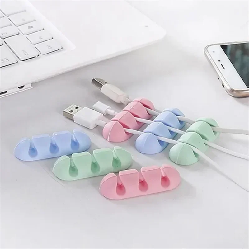 デスクトップ ケーブル オーガナイザー - シリコン USB ケーブル ワインダー、マウス、キーボード、ヘッドフォン ワイヤー管理および保持用クリップ