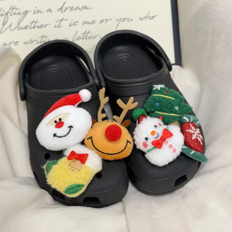 

New Plush Festive Christmas Themed Shoe Charms Set Perfect Holiday Gift for Clogs and Sandals Detachable Hole Shoes
