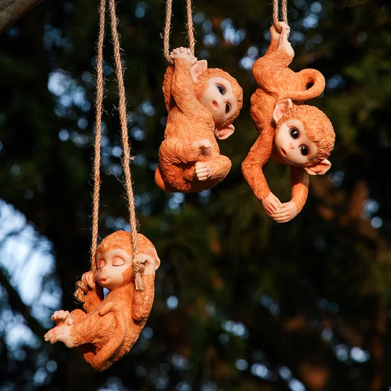 

Courtyard simulation little monkey swinging ornaments pastoral decoration hanging pieces golden monkey pendant