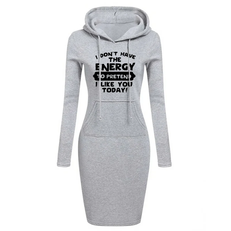 ¡No tengo la energía para hacer que me gustaría hoy! Vestido sudadera midi con capucha y jersey