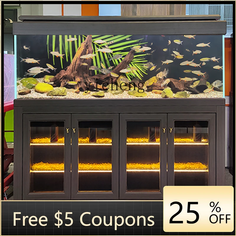 

TQQ аквариумный нижний фильтр из цельного дерева, бытовая гостиная, большой экран, шкаф из черного дерева, аквариум