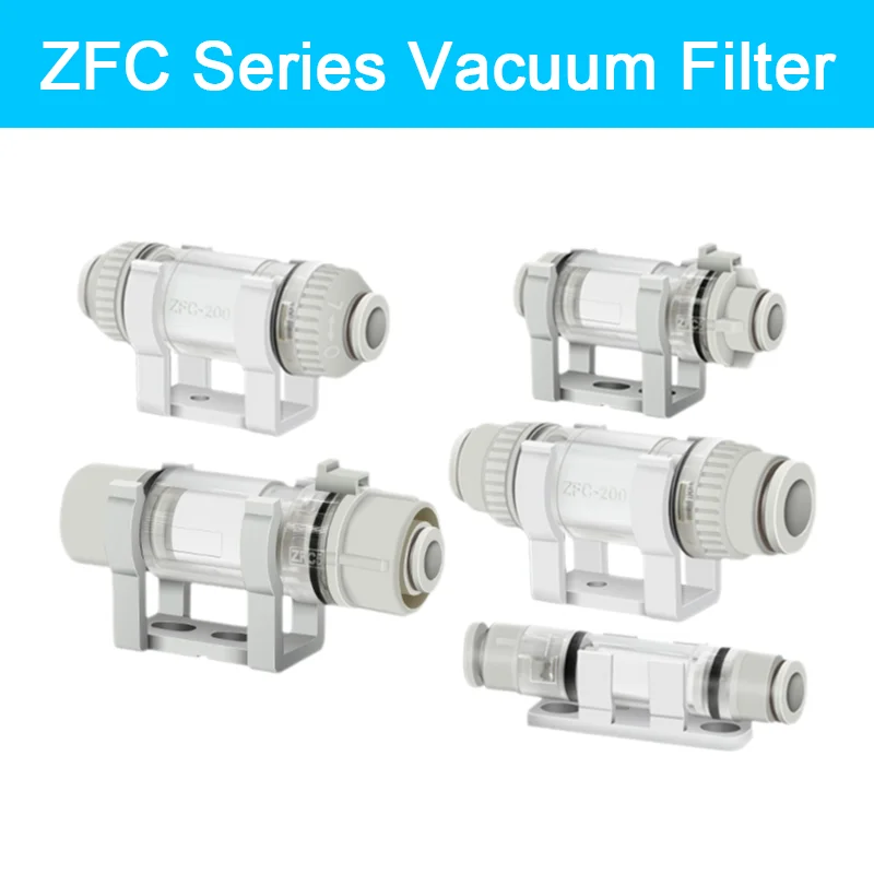 ZFC Series Vacuum Filter In Line Removable Fiber Element For Air Suction Cup AZFC100 AZFC200 ZFC100-06B ZFC200-08B