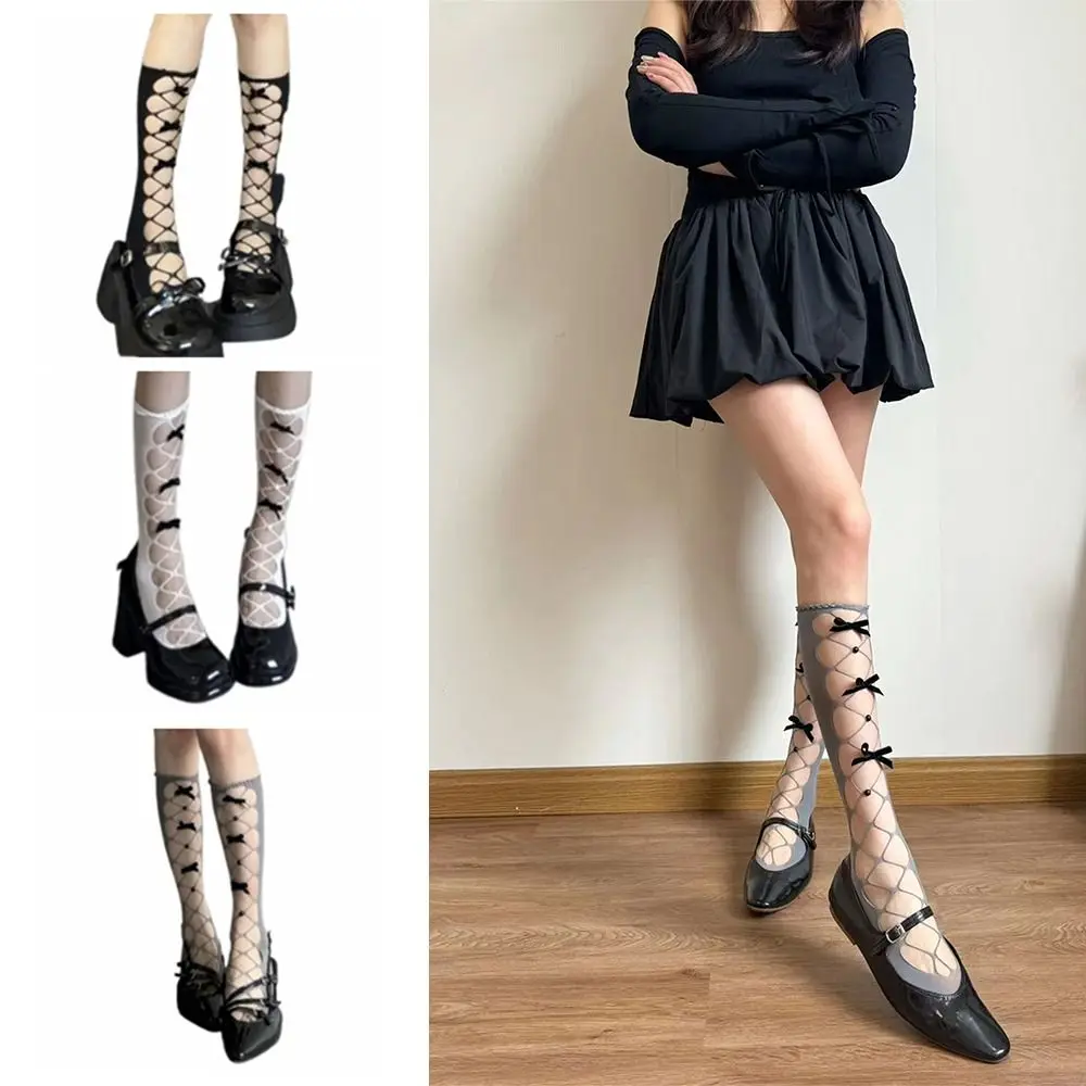 

Millennium Creative JK Lace-up Stockings Hollow Out Spicy Girl Style Mid Tube Socks Fishnet Mesh Stockings for Women Female