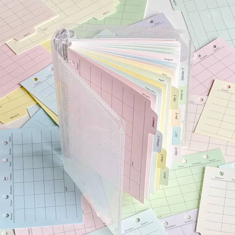 

12Sheet M5 Loose-Leaf Notebook Seperator A7 Handbook Calendar Accessories 5-Hole Spacer Index Page Classification Paper Partitio