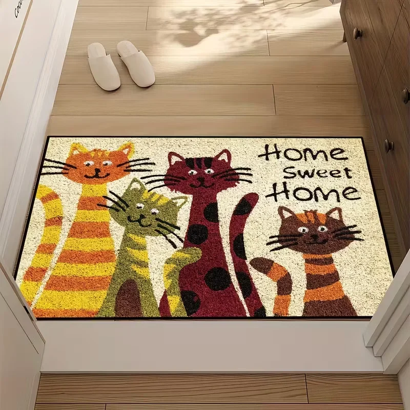 Welcome Little Cat Carpet Cute Kitten Doormat Welcome Mat Kitchen Rug Carpet for Live Room Rug for Floor Mat Home Decoration