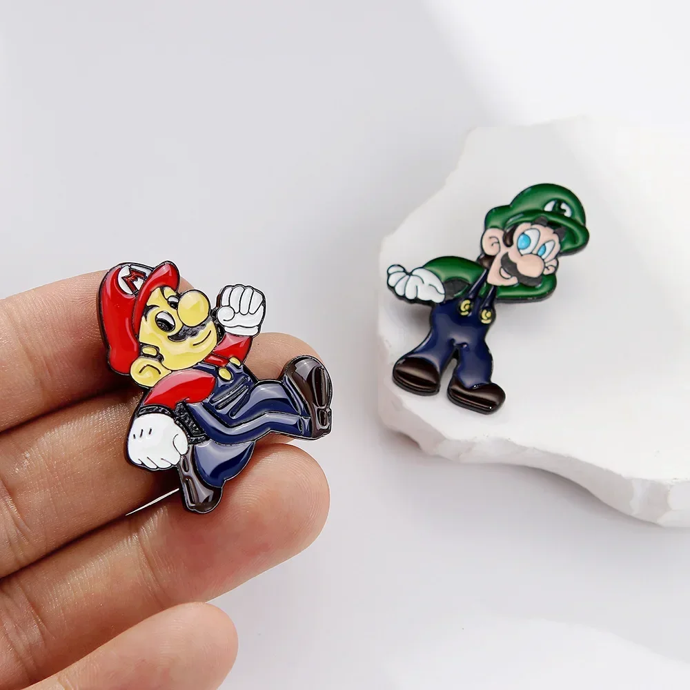 Funny Game Enamel Pins MarioBros Cartoon Anime Figure Brooch Childhood Memory Jewellery Bagde Backpack Accessories Wholesale