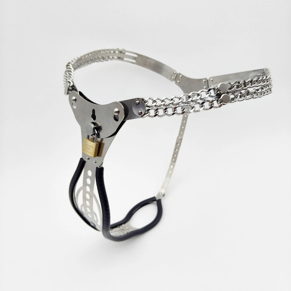 304 Stainless Steel Female Chastity Belt Anal Plug+Vagina Dildo Masturbator Strap Pants Chastity Device Gear with out lock view 4