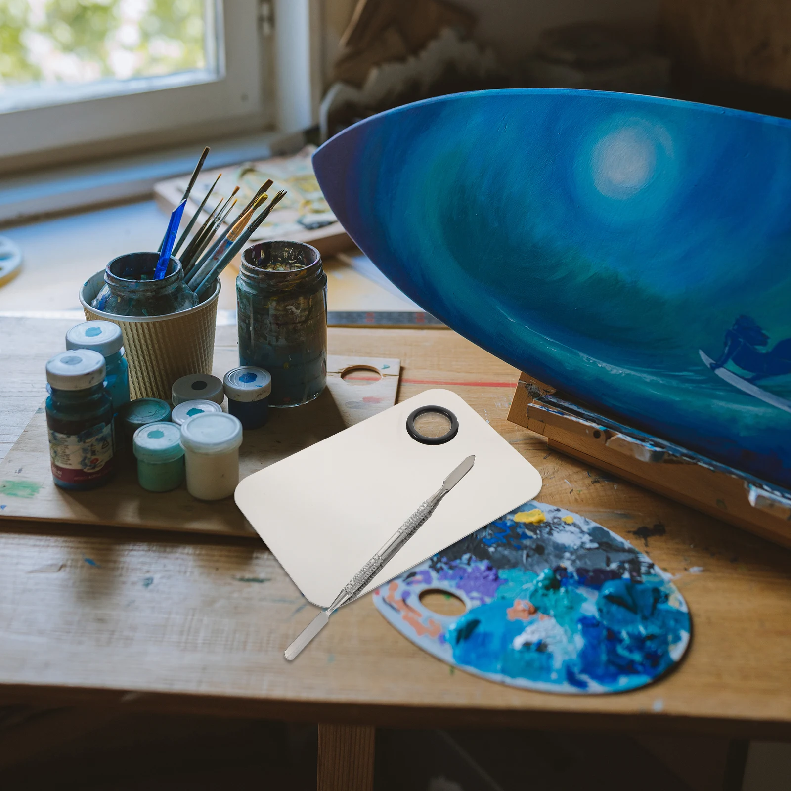 Conjunto de paleta de maquiagem 15x10cm, espátula de aço inoxidável, misturador, base, blush, sombra, cores, ferramenta de combinação personalizada