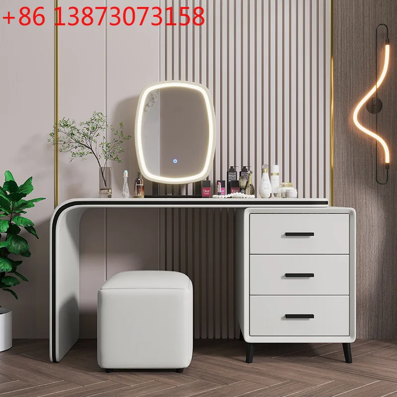 Modern minimalist solid wood dressing table 2026 new master bedroom vanity table light luxury storage chest of drawers