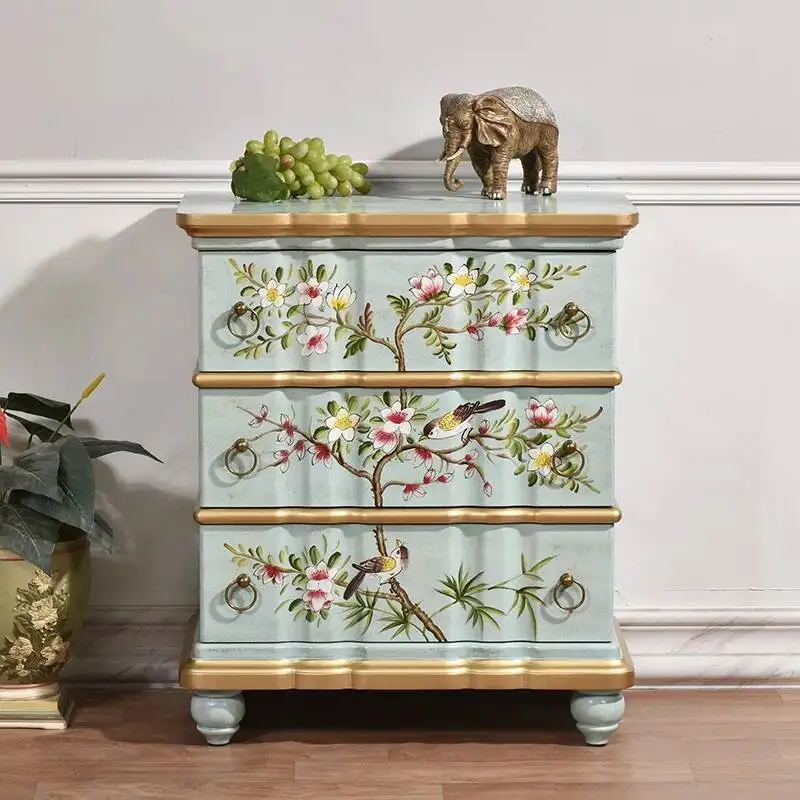 

Nightstands European Organizer Classic Large Green Wooden Bedroom Nightstands Space Saving Wood Table De Nuit Furniture Bedroom