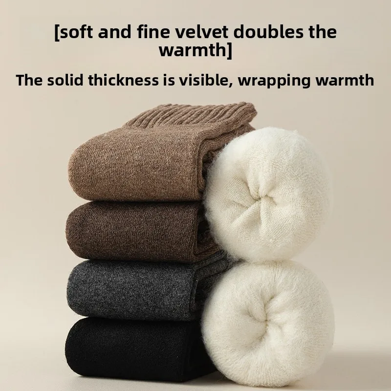 Picture 6: Women's Long Tube Sos Knee High Leggings Woolen Anti-Slip Winter Warm Thermal over Knee Thigh Warmers Outdoor Sports Acc...