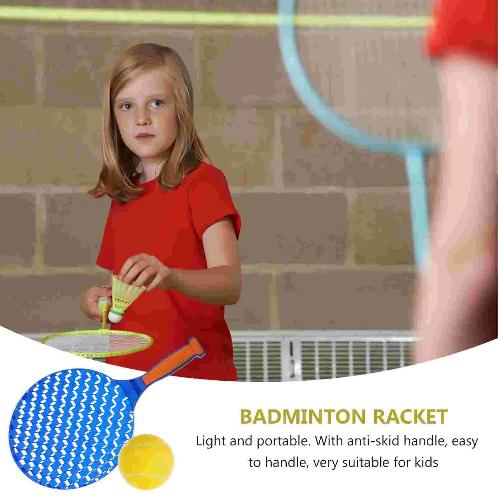 2 Plastic Badminton Rackets Kids Tennis Set Light Portable Anti Skid Handle Sports Toy For Children Outdoor Play Gift