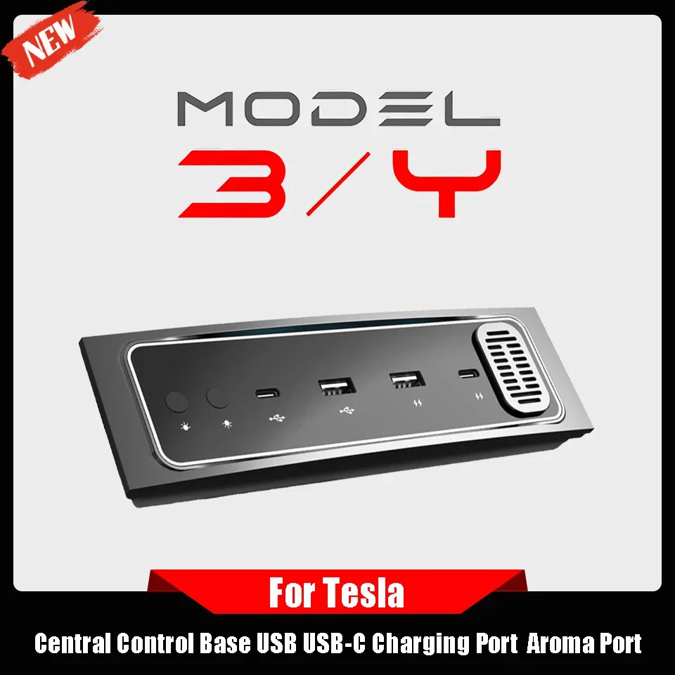 

New 3In1 Tesla Model 3 /Y Expansion Dock Central Control Docking Station USB USB-C Charging Port Smart Rapid Charger Extender