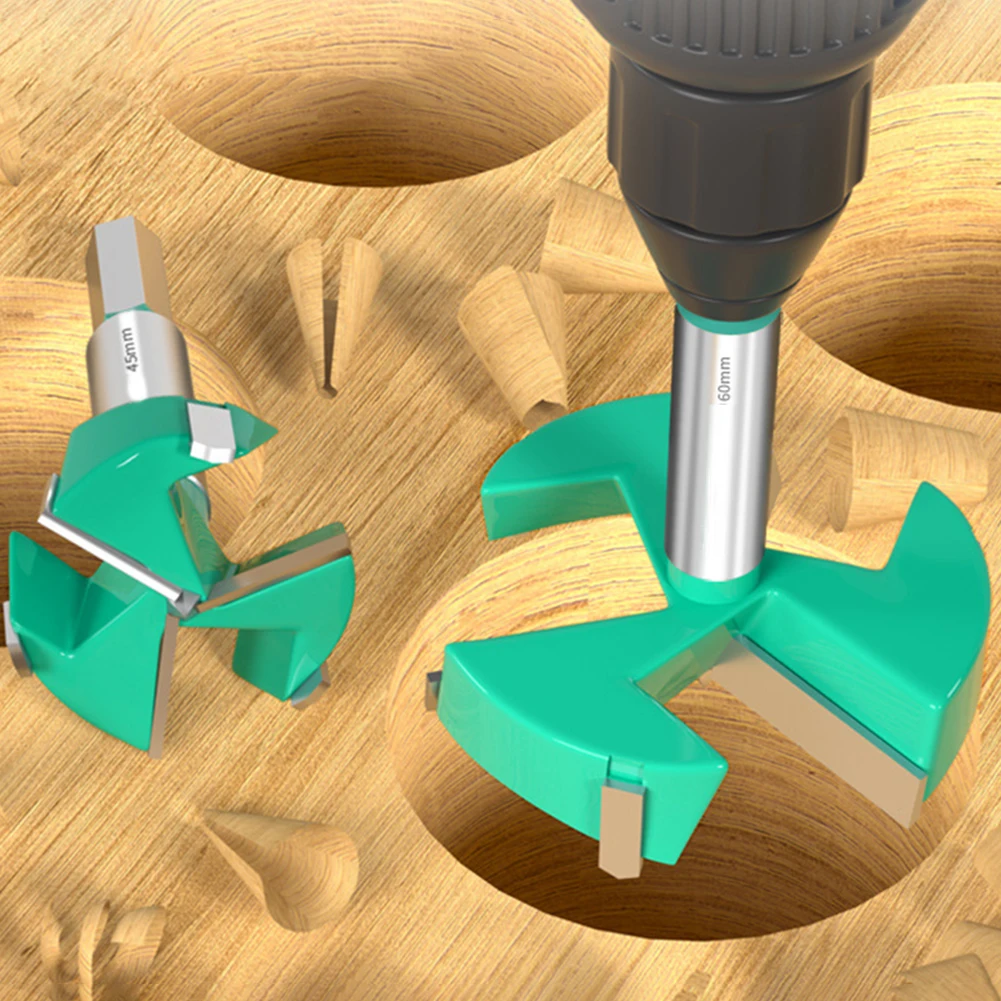 

16-60mm 3-edged Woodworking Hole Opener Cutter Hinge Boring Drill Bits Hex Shank Cutting Tools Accessories