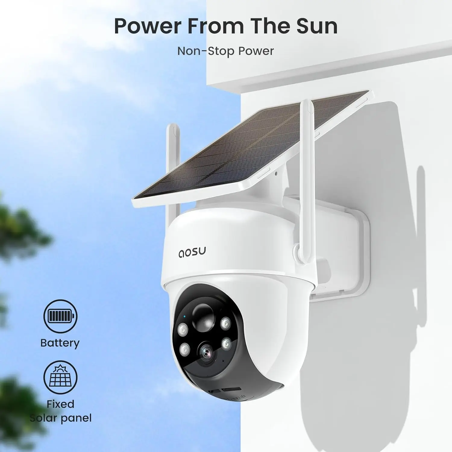 Security Cameras Outdoor Wireless, 4 Cam-Kit, No Subscription, Solar-Powered, Home Security Cameras System