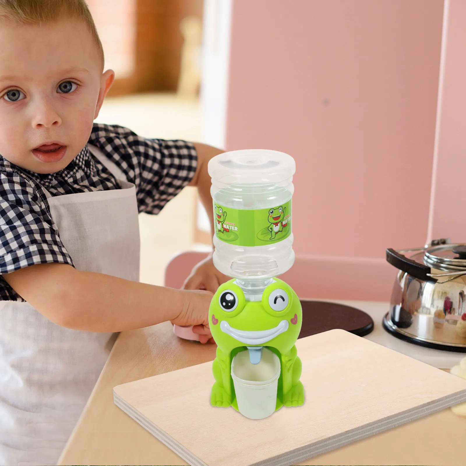 

Mini Water Dispenser for Desk Toy Fountain Small Kids Drink Little Kitchen Cute Frog