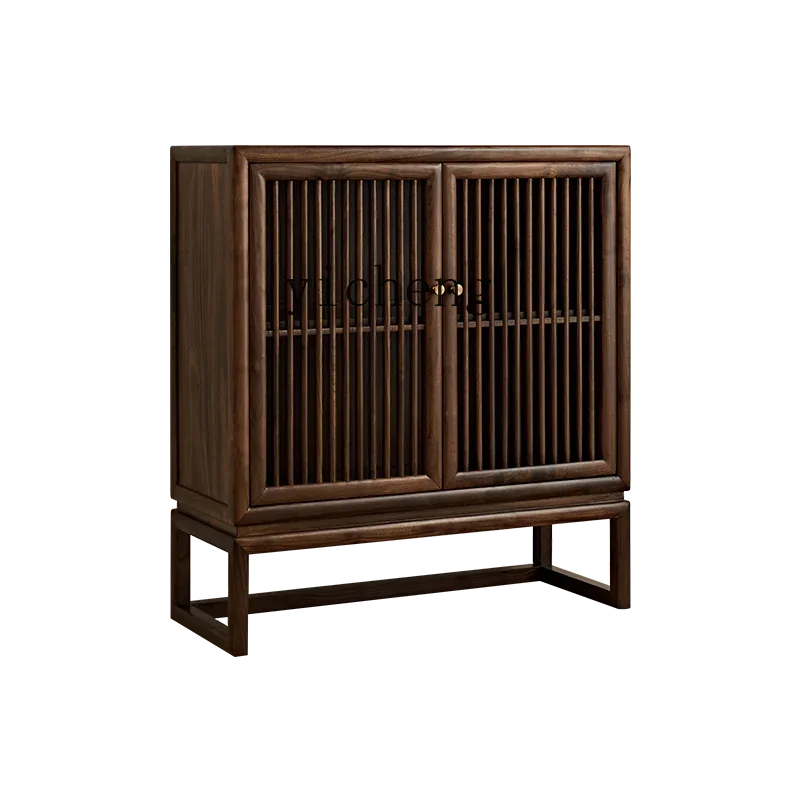 

TQH Walnut Side Cabinet Solid Wood Entrance Cabinet Side Zen Locker Locker Two Door Cabinet