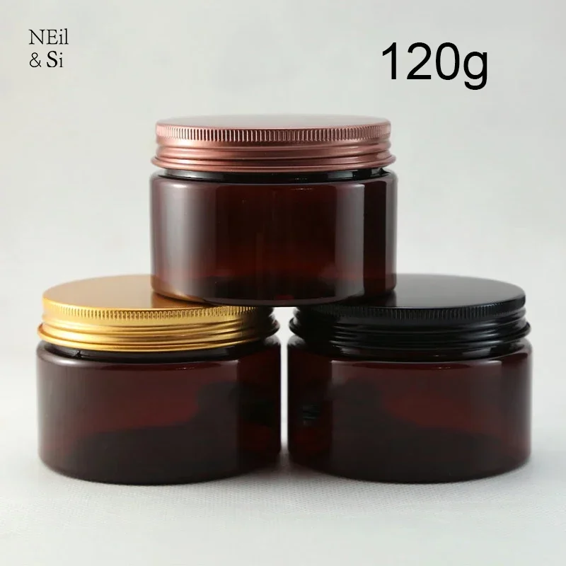 

120g Brown Plastic Jar Empty Bottle 120ml Body Lotion Cream Mask Powder Coffee Beans Refillable Container