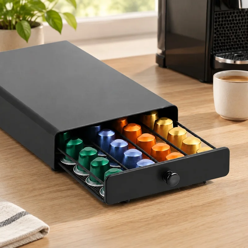 40-Cup Coffee Pod Storage Drawer, Space-Saving Capsule Organizer for Home Kitchens