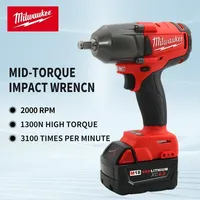 Milwaukee Mid-Torque Impact Professional Wrench 18V Lithium Battery Electric Cordless High Speed Car Truck Repair Power Tools