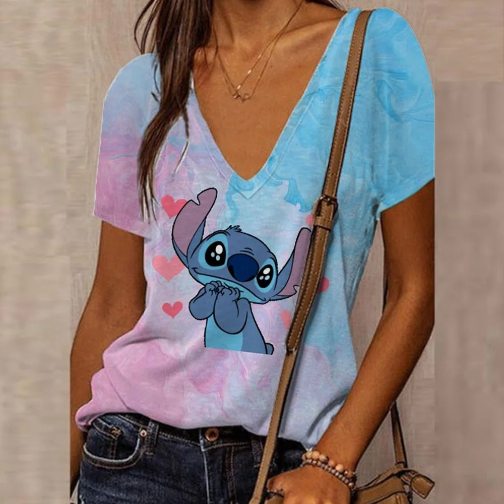 Mode Dames T-Shirt Disney Lilo & Stitch Vrouwelijke Kleding Harajuku Tee Dames T-Shirt Oversized Top Shirts Mickey Vrouwen Clotin