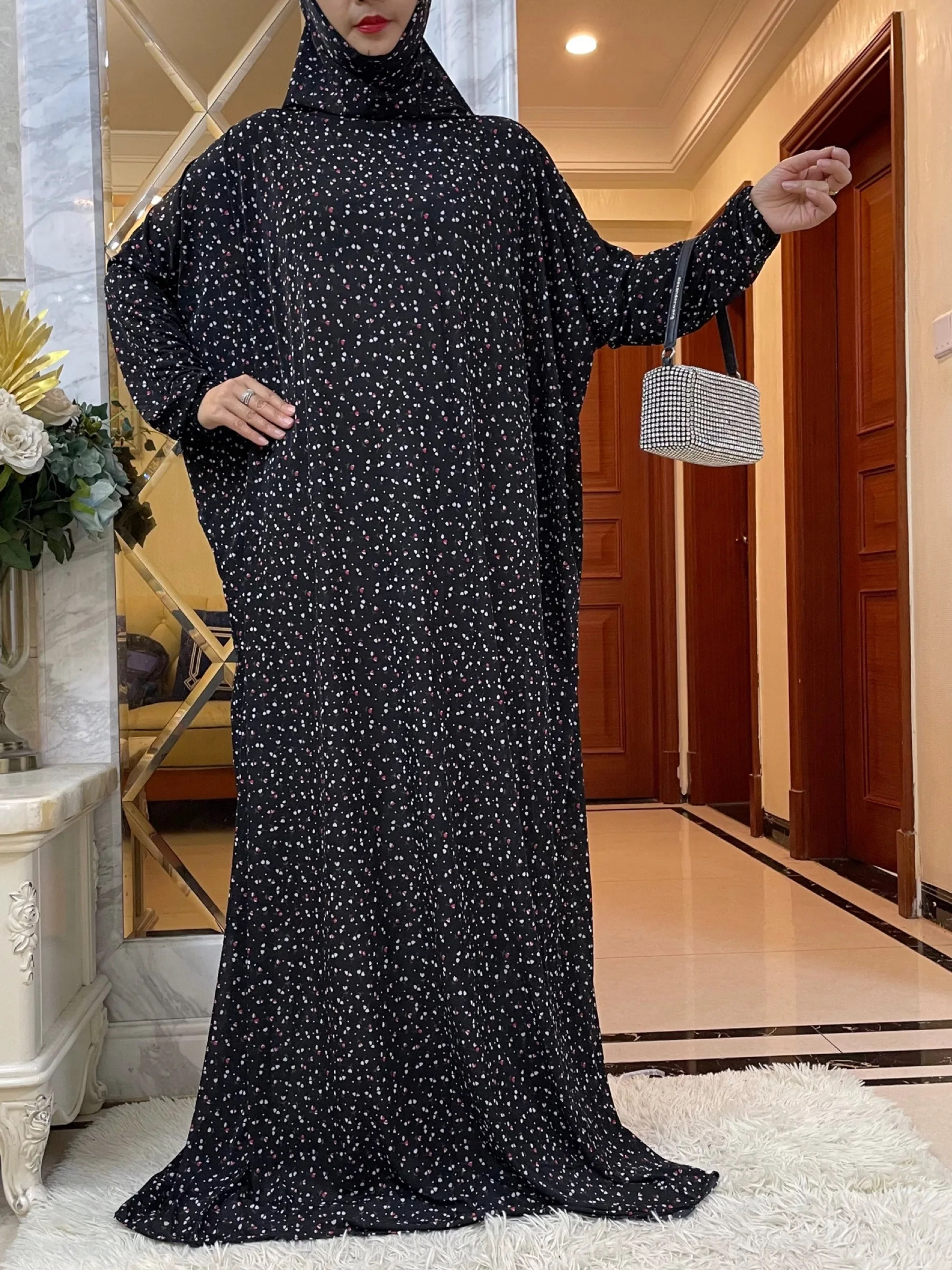 2024 Eid Hooded Muslim Women Dress Prayer Garment Abaya Long Khimar Full Cover Ramadan Gown Abayas Islamic Clothes Niqab Robe