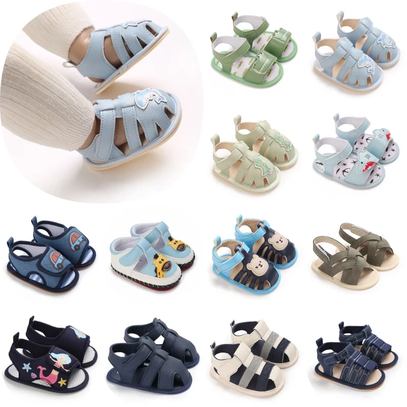 

Дышащие сандалии CuteCartoon для мальчиков: легкие, удобные, повседневные, однотонные, с милым дизайном, для дома и улицы