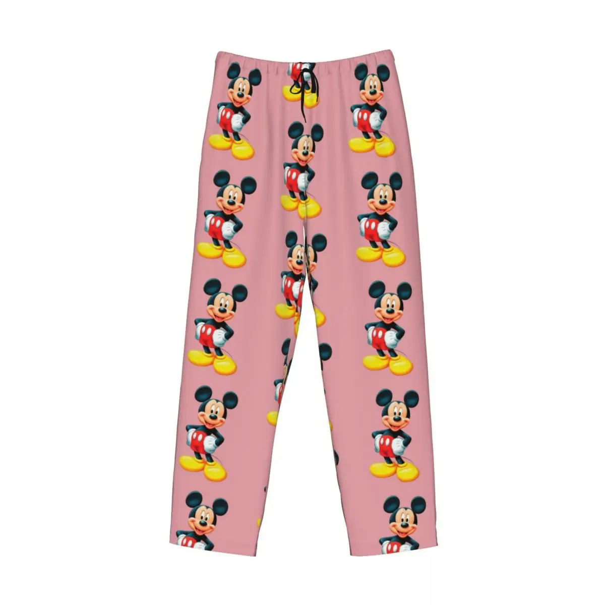 Pantalones de pijama personalizados de Mickey Mouse Minnie, ropa de dormir elástica con bolsillos para dormir y salón de dibujos animados para hombre