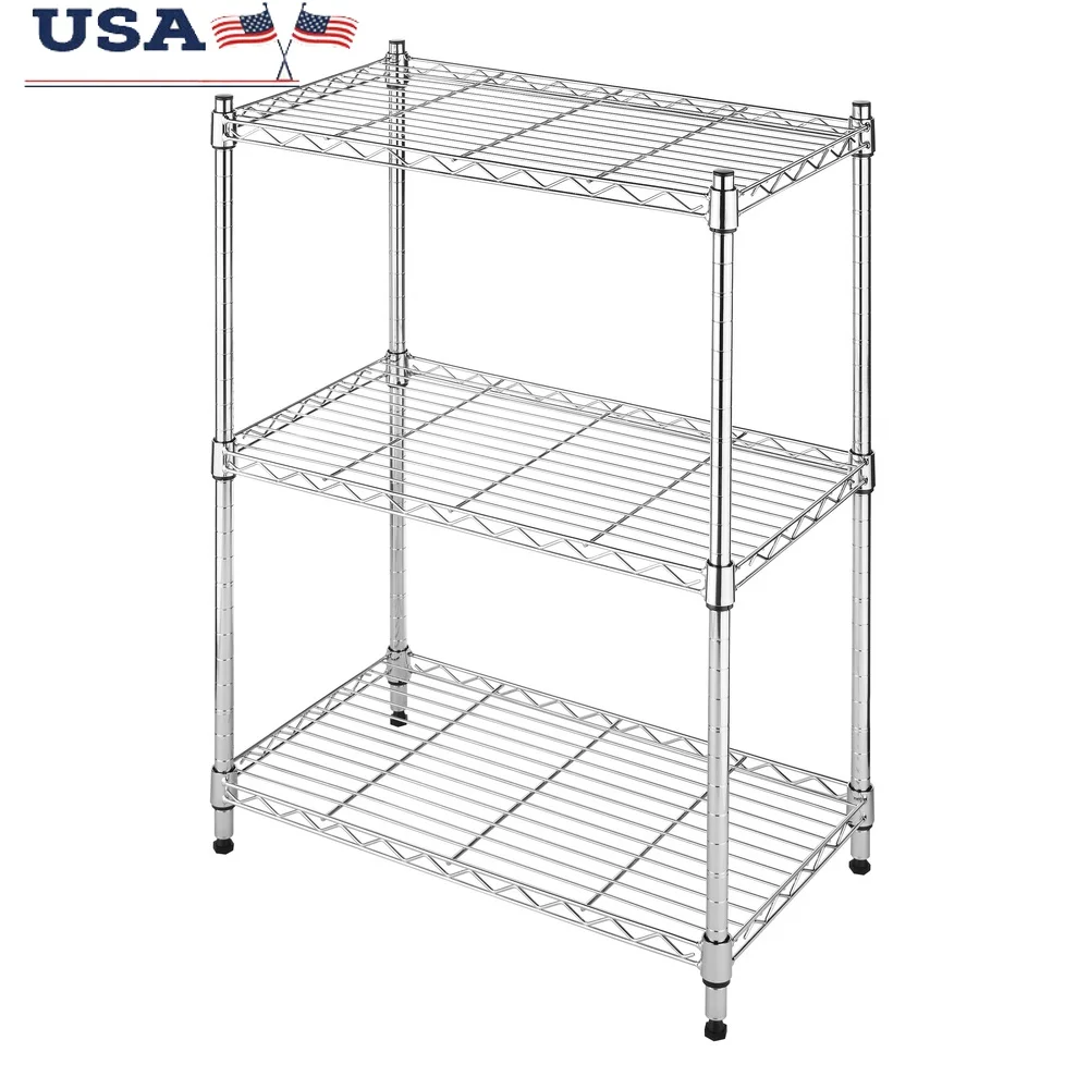 

Freestanding 3-Shelf Steel Storage Rack Adjustable Heavy Duty Organizer Ideal Garage Kitchen Basement Easy Assembly