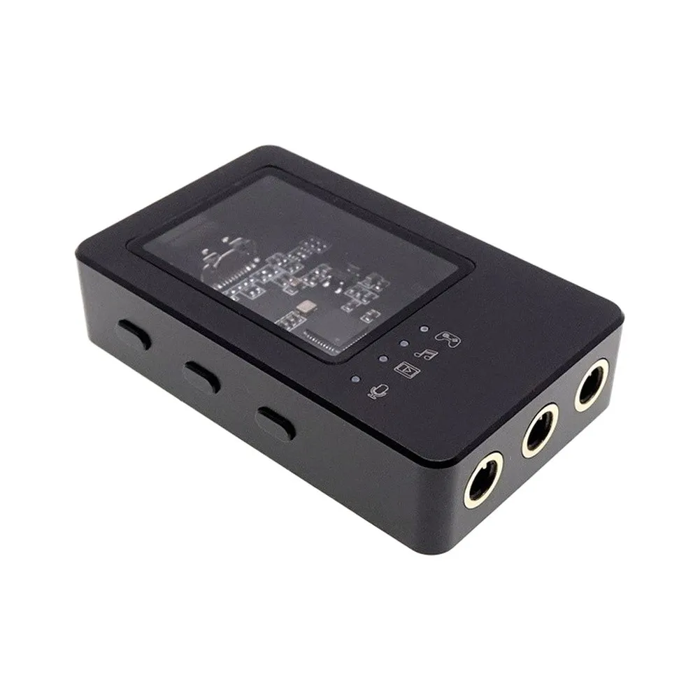 For USB-C to 3.5mm External Sound Card for 7.1 Surround Audio For Gaming Streaming Portable ABS Design 6x4x2cm