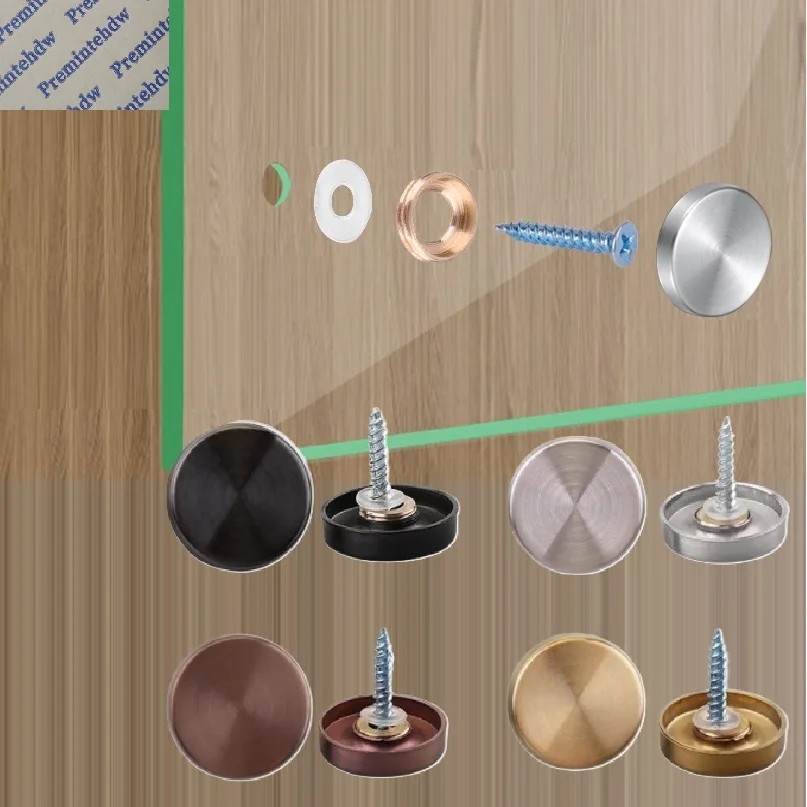 40Pcs Rose Gold Black Mirror Screws With SUS304 Flat Decorative Caps