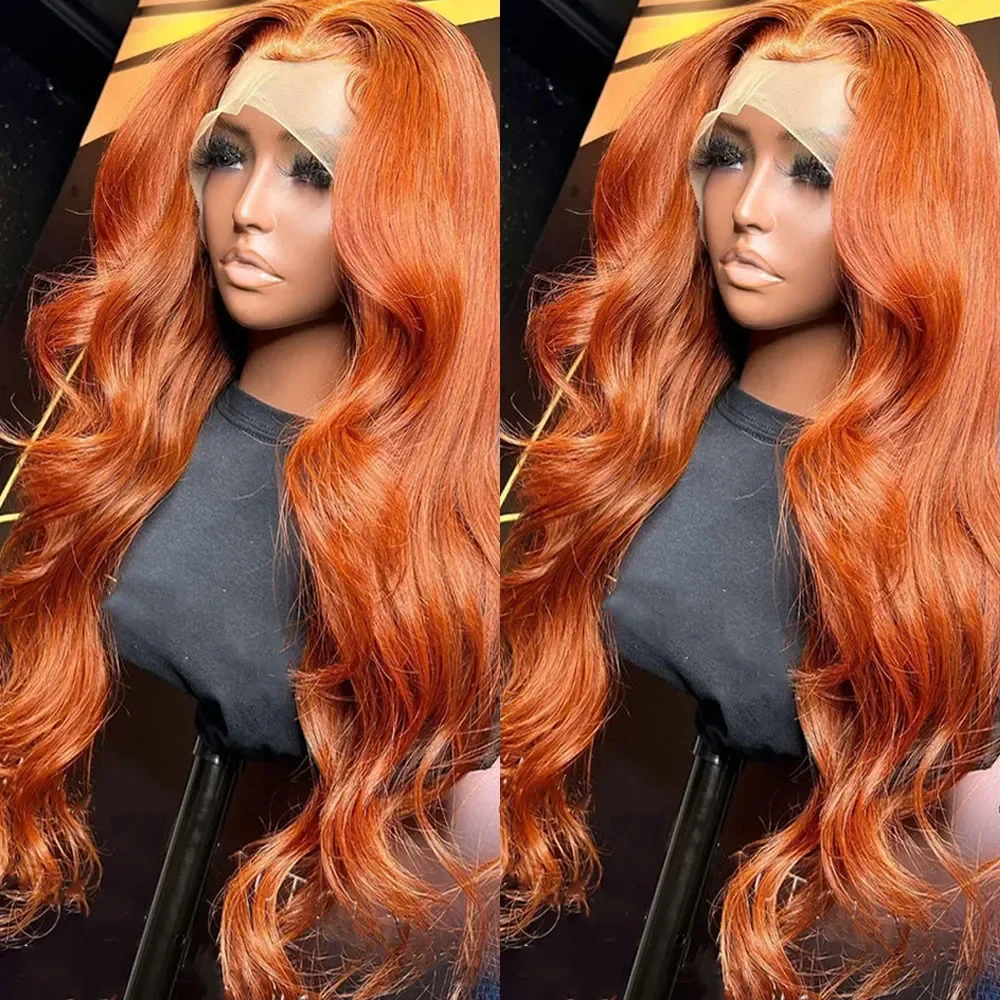 Ginger Orange 13x6 Lace Front Wig Human Hair HD Transparent 13x4 lace frontal human hair wig  Preplucked colored human hair wigs