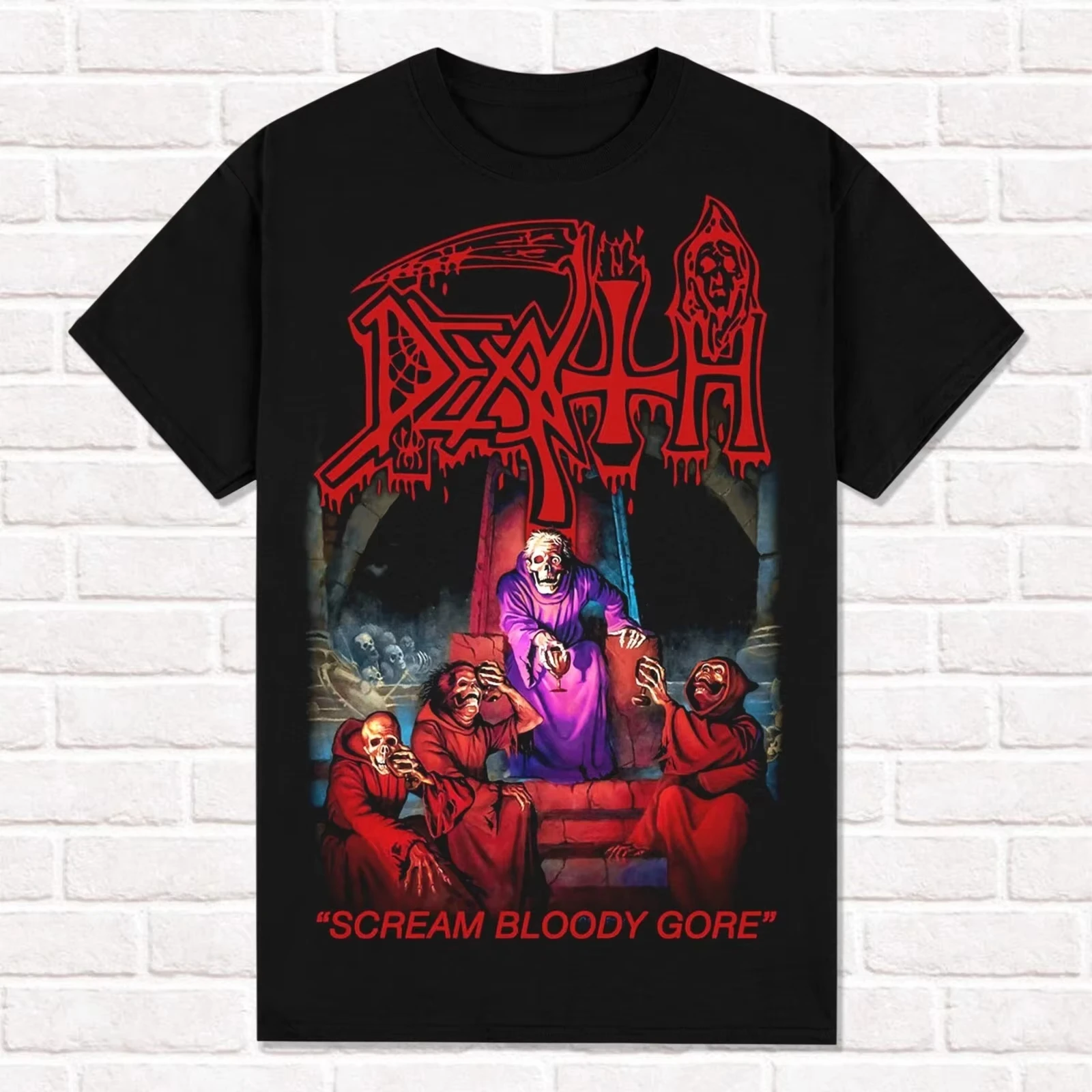 الموت الأسود تي شيرت الصراخ الدموي جور 1987 التقنية التقدمي الموت المعادن للجنسين القطن قصير الأكمام شارع العليا