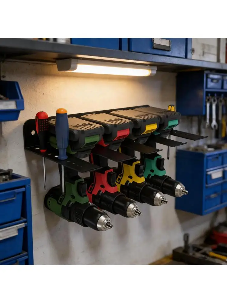 Support de perceuse électrique avec support de tournevis en métal, facile à installer, support à outils, support de rangement utilitaire, organisateur d'outils électriques