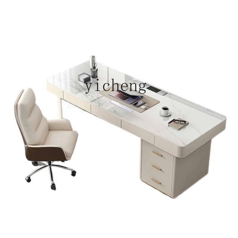 

Stone Plate Desk Cream Style Beauty Salon Consulting Workbench Home Study and Bedroom Office Computer Desk