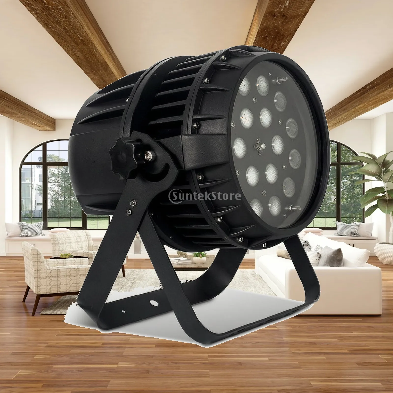Sound-activated Par Can Stage Light with Mounting Yoke 18-LED Zoom Par Light for