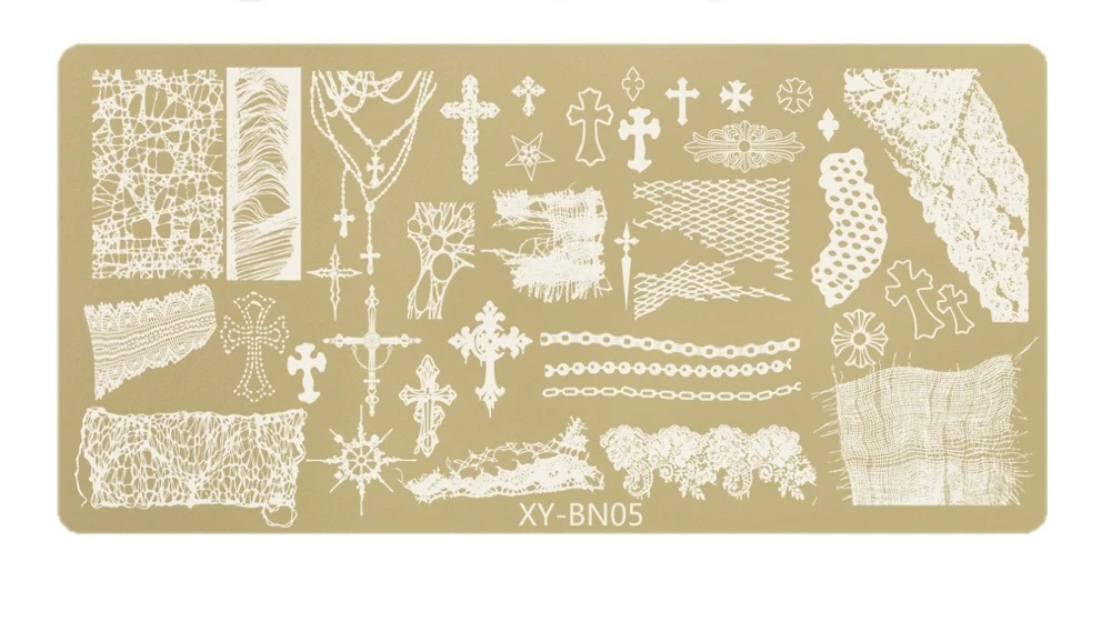 Hot Sale Gold Rectangular Nail Stamping Plate - Bamboo Flower Butterfly Patterns Stainless Steel Nail Transfer Tool