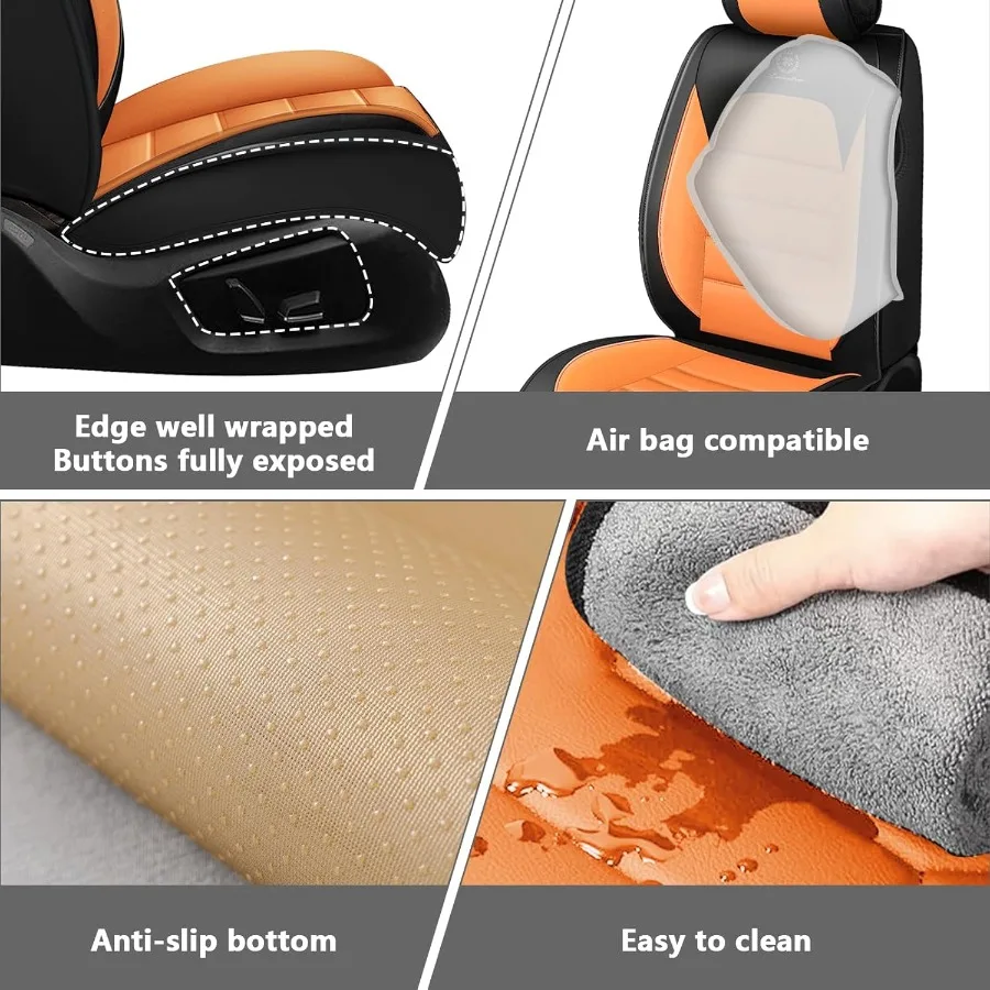 الجبهة مجموعة مقاعد السيارة يغطي ل زحل Vue 20022010 مقاوم للماء غطاء مقعد مقاوم للبقع قسط نابا الجلود مقعد حماة واي فاي #3