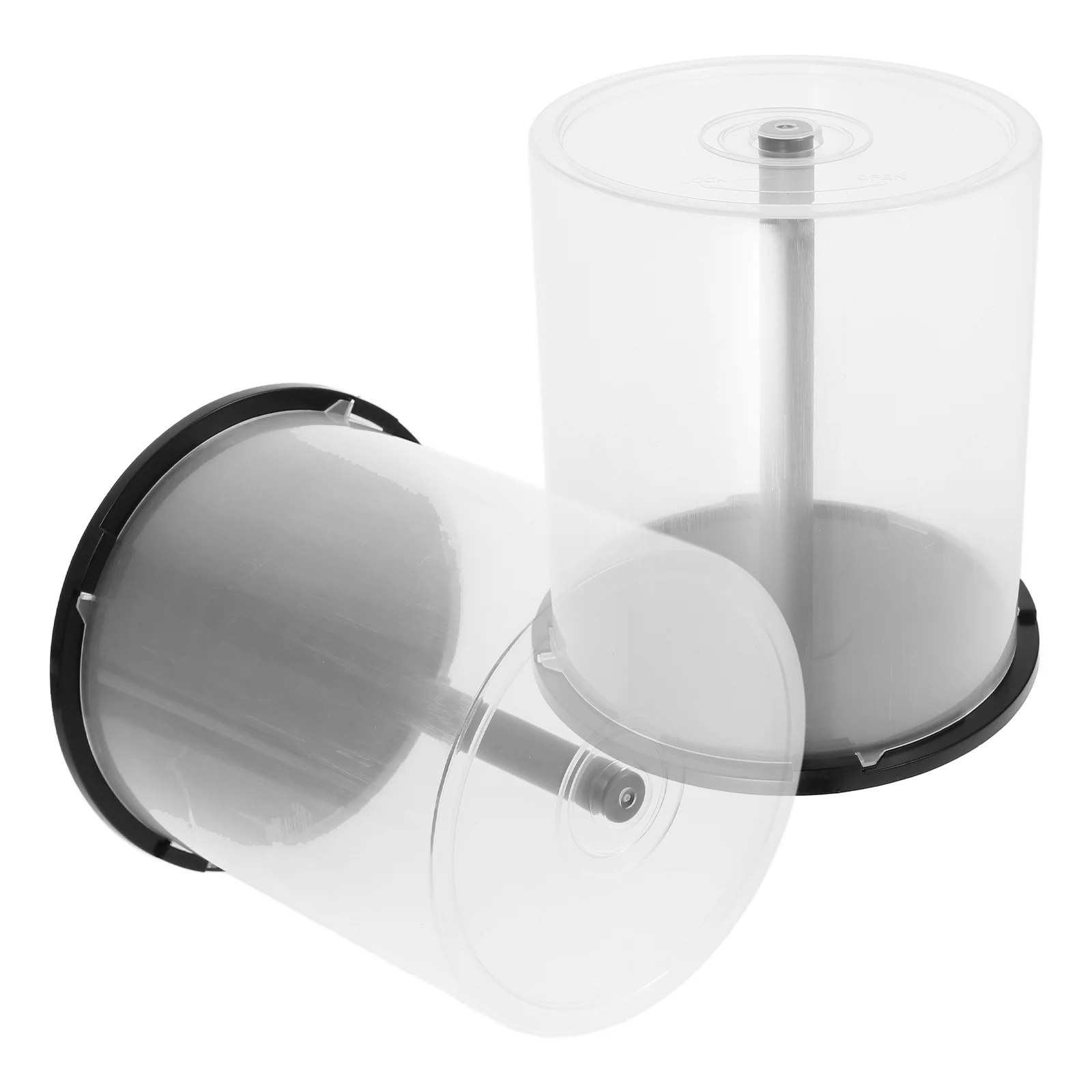 2 Pcs CD Storage Bin Plastic Dvd Holder Units Empty Bucket Container Bins with Lids