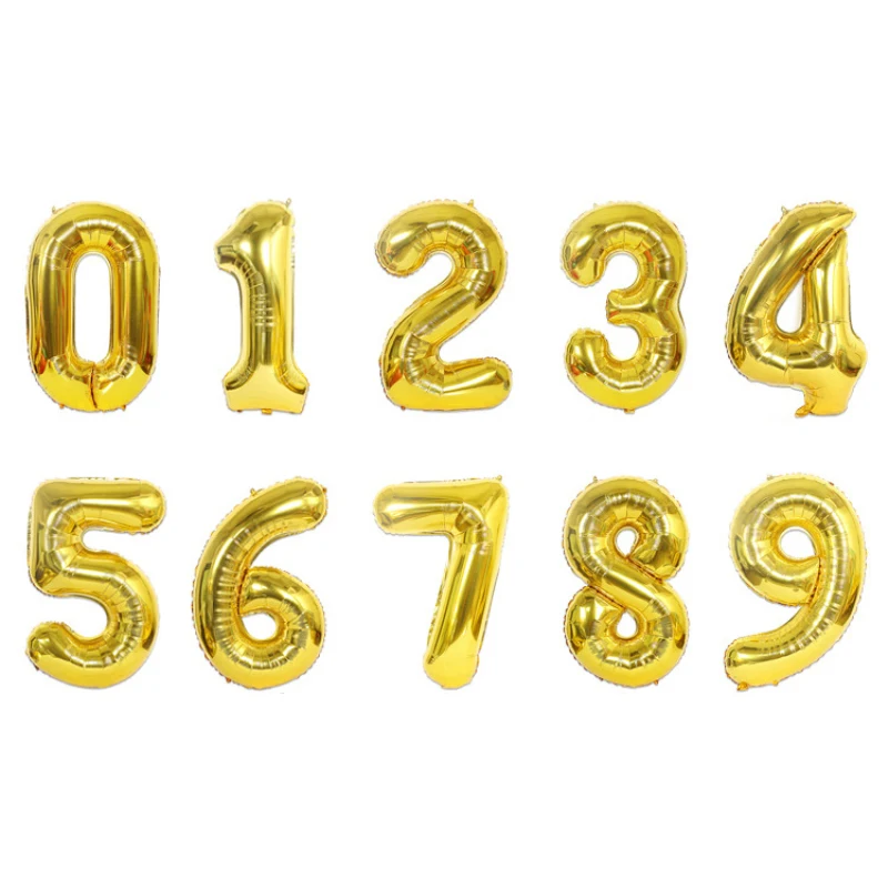 40 Inch Large Number Figure Balloons 10 20 30 40 50 60 70 80 90 Years Adult Birthday Anniversary Decoration Supplies Gold Silver